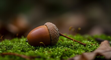 Single acorn on moss