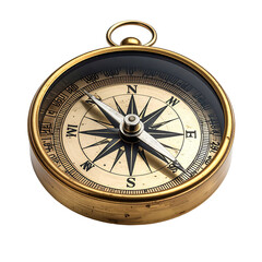Close-up of a vintage-style brass compass
