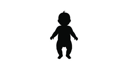 Silhouette of a baby with arms outstretched standing on a white background