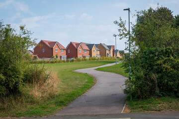 Residential estate street view in England UK