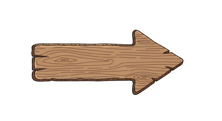 Wooden Arrow Sign Pointing Right with Grain Texture.