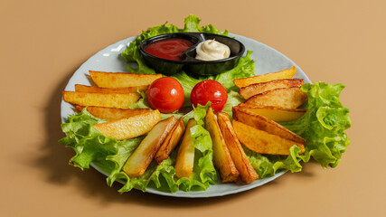 Fried potatoes on plate