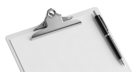 A crisp white clipboard with a sleek black pen suggests readiness for notes and planning ahead.
