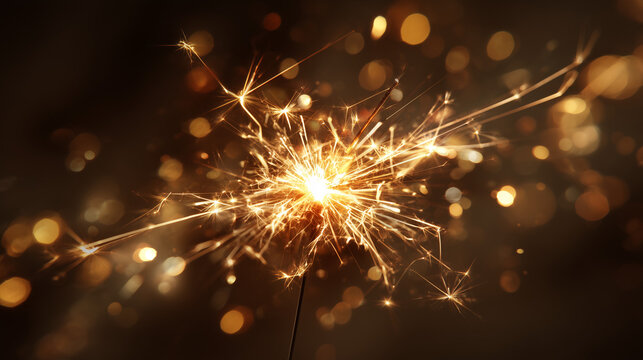 a sparkler burning with bright sparks - Powered by Adobe