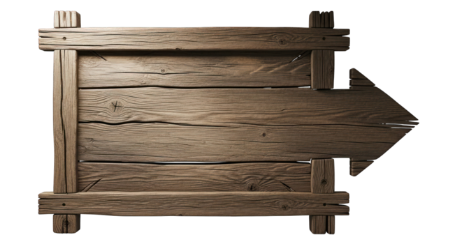 Rustic Wooden Arrow Sign Weathered Plank Direction Pointer.