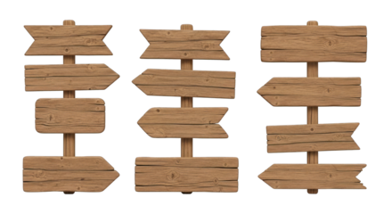 Collection of Rustic Wooden Directional Signs.