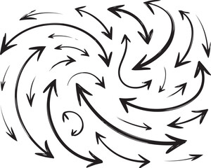 Swirling Arrow Collection A Set of Hand Drawn Directional Arrows in Circular Motion