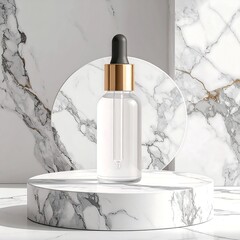 Elegant clear dropper bottle on marble