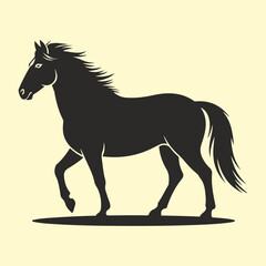Elegant Silhouette A Majestic Horse Walking Gracefully Across a Subtle, Light Background