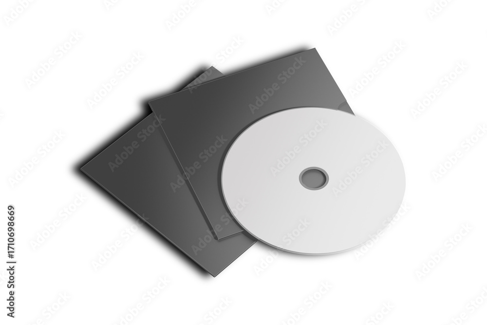 Poster cd disc and carton packaging cover template mock up. digipak case of cardboard cd drive. with white 