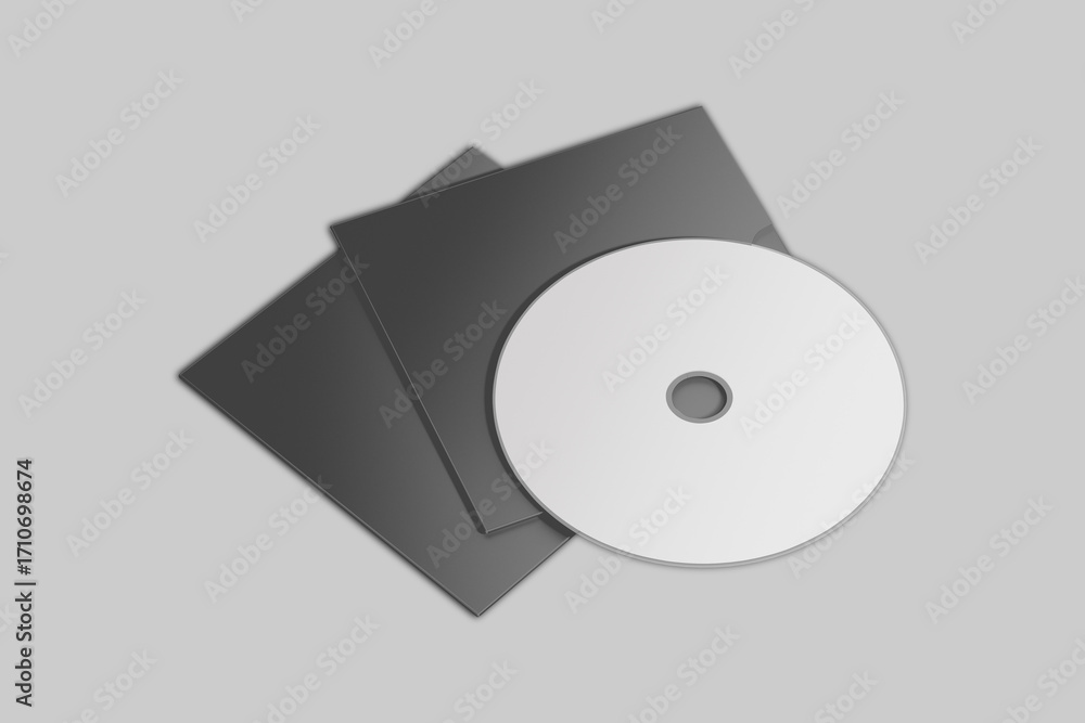 Poster cd disc and carton packaging cover template mock up. digipak case of cardboard cd drive. with white 