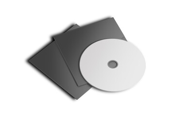 CD disc and carton packaging cover template mock up. Digipak case of cardboard CD drive. With white blank for branding design or text. Isolated on a background. 3d rendering.