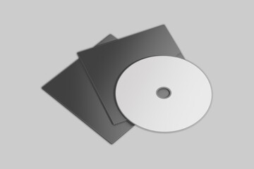 CD disc and carton packaging cover template mock up. Digipak case of cardboard CD drive. With white blank for branding design or text. Isolated on a background. 3d rendering.