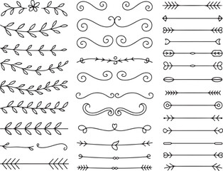 Decorative Dividers and Arrows Vector Illustration with Floral and Arrowhead Elements