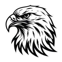 Majestic eagle head shows strength with sharp features and bold black linework