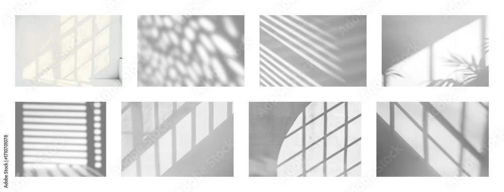 Poster png abstract shadows geometric window light, element set on transparent background
