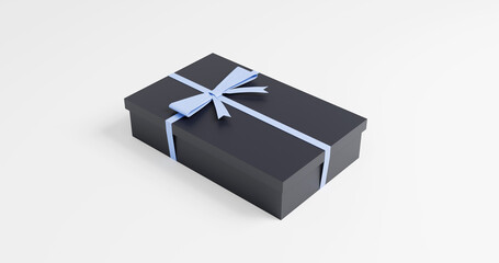 Elegant Dark Gift Box with Blue Ribbon