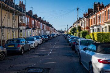 Residential estate street view in England UK