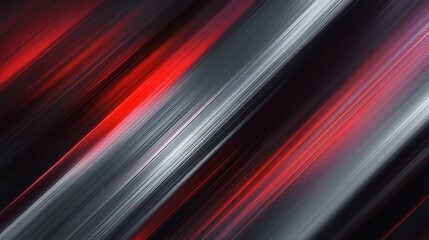 Dynamic abstract diagonal red and black light streaks on dark background