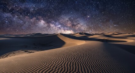 Milky Way Galaxy Arching Over Desert Sand Dunes on a Clear Night