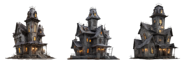 Creepy haunted house at night digital art spooky atmosphere fantasy