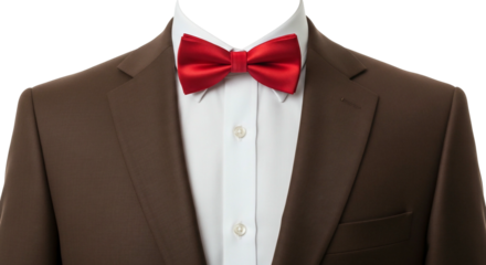 Brown suit with red bow tie formal attire mens fashion business professional