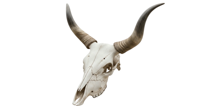 Cattle skull with horns animal bone transparent background