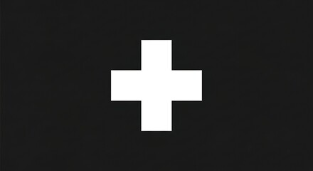Obraz premium White cross symbol on black background