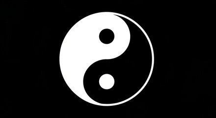 Yin yang symbol on black background