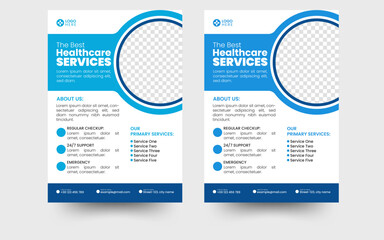 Healthcare Flyer Promoting Medical Services. a bundle of a4 flyer design template. medical services flyer. doctor & patient consulting flyer design. 	