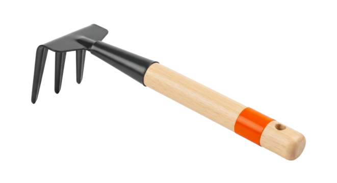 Gardening hand rake tool isolated on transparent background