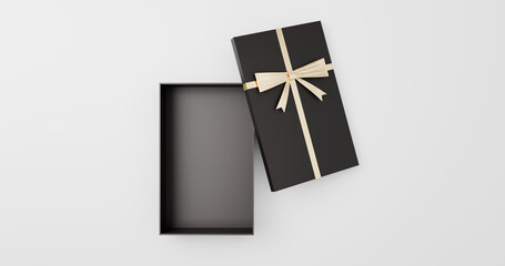 Elegant Black Gift Box with Golden Ribbon Lid