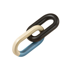 Isolated three d render of chain links connection concept for digital network and security design