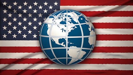 Global american economy business international world map globe flag usa