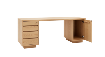 Modern wooden desk with drawers and cabinet office furniture