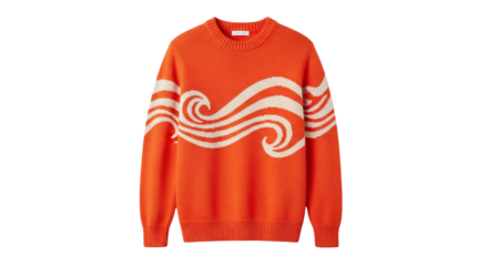 Orange knit sweater with wave design apparel fashion clothing textile