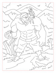Towering Giant with a Club Coloring Page: A Mythical Fantasy Creature