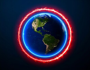 Earth encircled by fiery rings