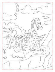 Wizard and Dragon Together Coloring Page: An Epic Fantasy Art Scene