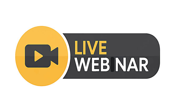 Live Webinar Announcement with Play Button Icon for Online Event Promotion