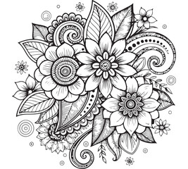 Flower coloring pages for adults and kids 