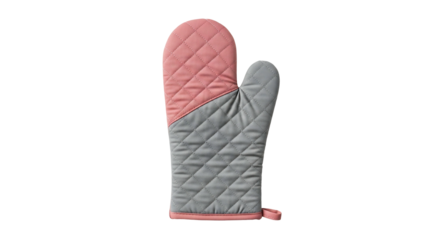 Pink and gray quilted oven mitt kitchen cooking heat protection