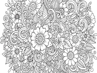 Flower coloring pages for adults and kids 