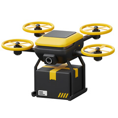 3D Drone Delivery Service with a Parcel Box. Modern Logistics, Technology, and Shipping Concept.
