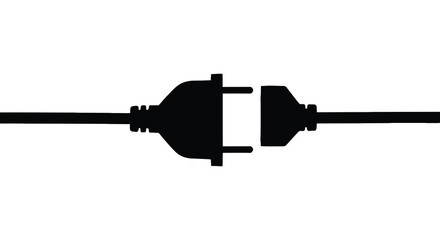 Fototapeta premium Disconnected electrical cord and plug illustrating power disruption or failure