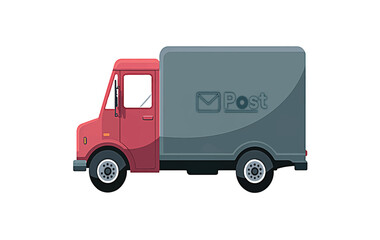 Vintage Red Post Delivery Truck Illustration