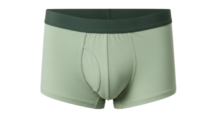Sage green mens underwear comfortable underpants soft fabric smooth texture transparent background