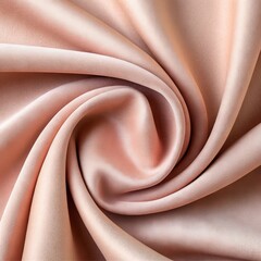Soft peach pink fabric texture with elegant swirling folds and subtle sheen