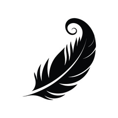 Obraz premium Singular black feather features a distinct curl at the top over a white background