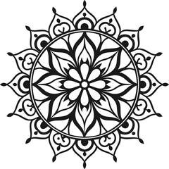 Fototapeta premium Intricate Mandala Design Vector Silhouette Decorative Pattern Illustration, Floral Mandala Vector Art Intricate Decorative Silhouette, Geometric Mandala Silhouette Abstract Circular Vector